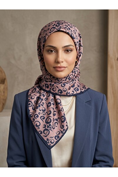 Generic Brand Modern Patterned Powder Navy Blue Women's Scarf