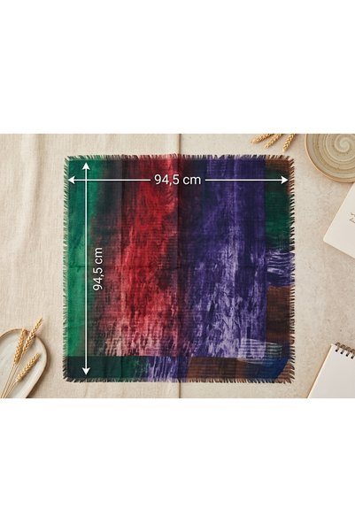 Generic Brand Colorful Gradient Patterned Fringed Design Cotton Women's Scarf