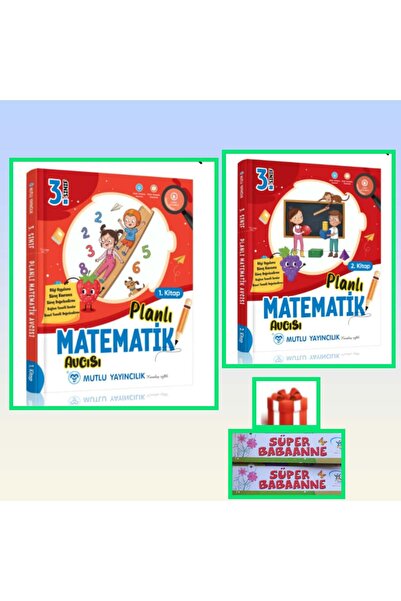 Mutlu Yayıncılık 3. Sınıf Planlı Matematik Yeni Ürün 1.Kitap 2. kitap + 2 Ade...