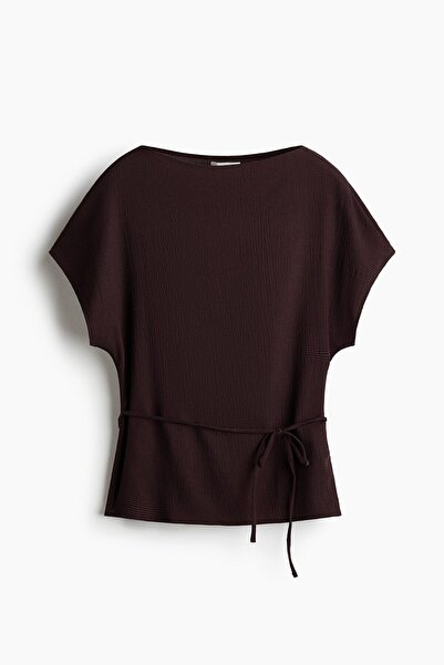 H&M Kuşaklı Tekstüre Üst