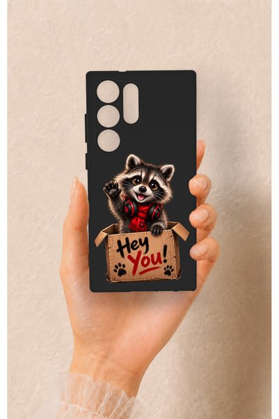 Vip Case Samsung S23 Ultra Compatible Cute Raccoon Patterned Silicone Case