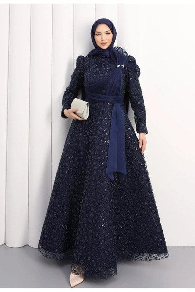 MODA DMN ÖZ DUMAN İŞLEMELİ FİYONKLU ABİYE