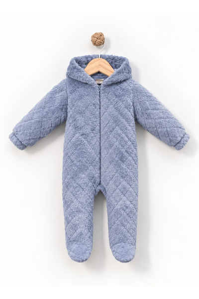 Bebitof Baby Hooded Plush Jumpsuit – Soft Welsoft Winter Zippered Baby Jumpsuit