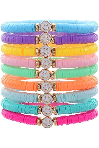 SYOSI Heshi Bracelets with Surfer and Boho Style, Blue Beads, Disc-Shaped Str...