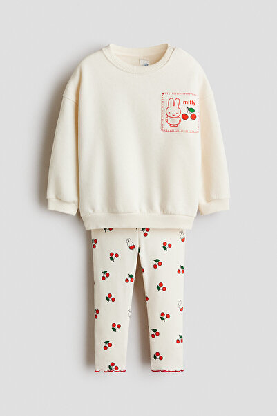 H&M 2 Parçalı Pamuklu ve Baskılı Set
