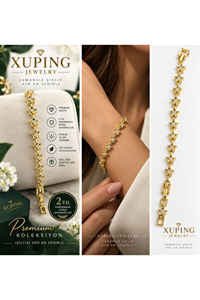XUPING JEWELRY Kadın Gold Yıldız Taşlı Bileklik – Premium Şık Tasarım