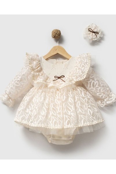 aysskids Zoe Lace Hair Clip Long Sleeve Holiday Baby Girl Romper
