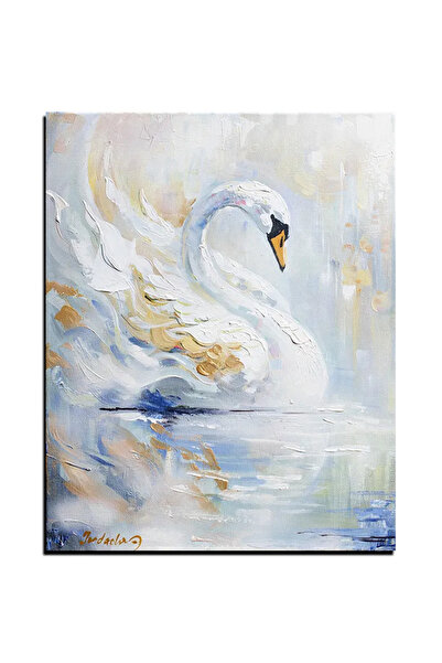 artnova Ръчно рисувана картина на лебед, 50x40см, маслена на платно, Мирица Й...