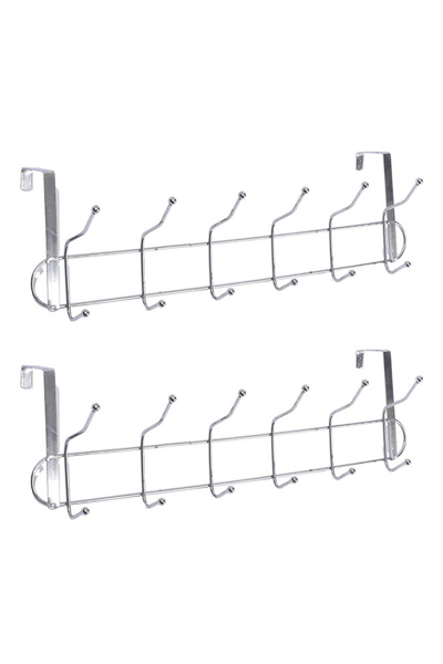 KEKE PACK OF 2 Stainless Steel Door Hanger with 5 Hooks - Heavy Duty Organize...