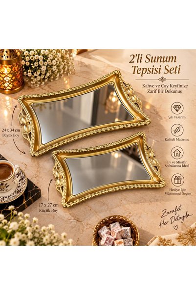 BYSABO 2 Lİ SUNUM TEPSİSİ SETİ KAHVE VE ÇAY KEYFİ