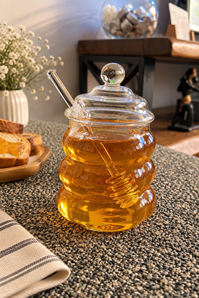 THIRTEEN SELECT Glass Honey Jar with Bee Pattern – Glass Honey Storage Jar wi...