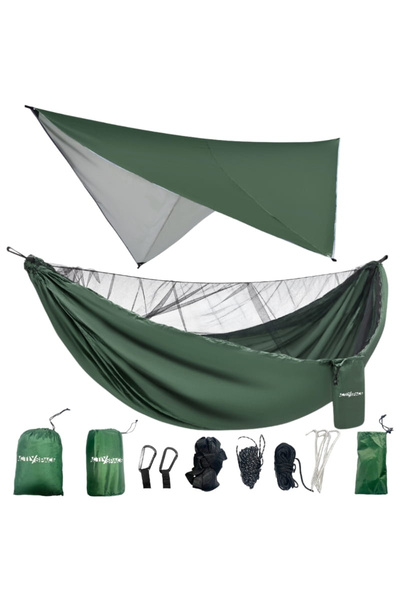ACTIV SPACE Hamac turistic cu plasă de țânțari + prelată portabilă - set