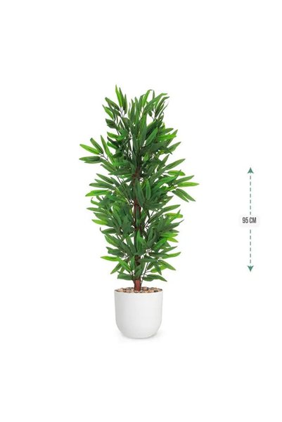 co arma Artificial Bamboo Leaf Tree Simulated Natural Bamboo (Height 95cm) Plastic Pot