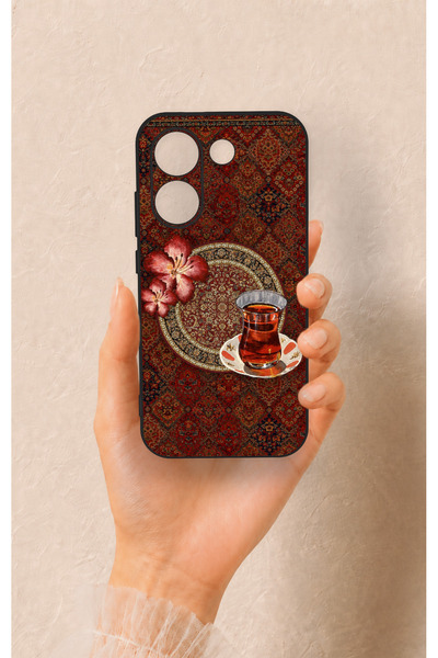 Vip Case Poco X8 Pro Uyumlu Halı ve Çay Desenli Silikon Kılıf