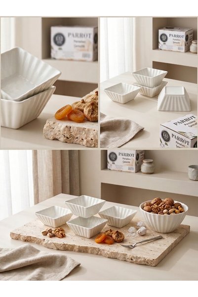 KAPLANBABA Porcelain Special Design 6-Piece Presentation Bowl Set - 8 cm Mini...