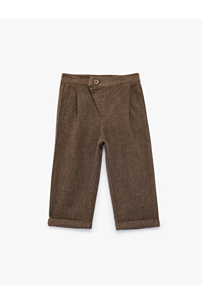 Koton Viscose Blended Pocketed Buttoned Folded Leg Comfortable Cut Pants