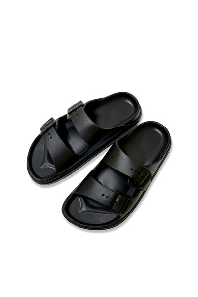 Lucky Steps Men Adjustable Buckle Flat Slide Slippers, EVA Thick Platform Non...