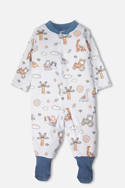 Bebetto Interlock Socked Jumpsuit with Print (Stone Age) Indigo