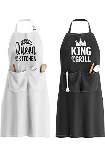 SWIUKPHE 2 Pcs Kitchen Gifts King and Queen Apron Set, Matching Couples Kitch...