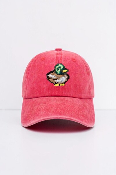 ŞapkaMania Red Stardew Valley Duck Embroidered Washable Vintage Unisex Baseba...