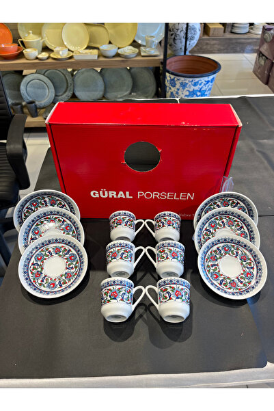 Güral Porselen Orjinal Gözde Kahve Fincanı Takımı 6 Kişilik 12 Parça