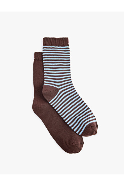 Koton Cotton Striped 2-Piece Sock Set