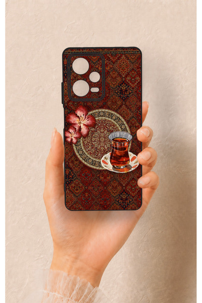 Vip Case Redmi Note 12 Pro 5G Uyumlu Halı ve Çay Desenli Silikon Kılıf