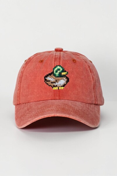 ŞapkaMania Orange Stardew Valley Duck Embroidered Washable Vintage Unisex Bas...