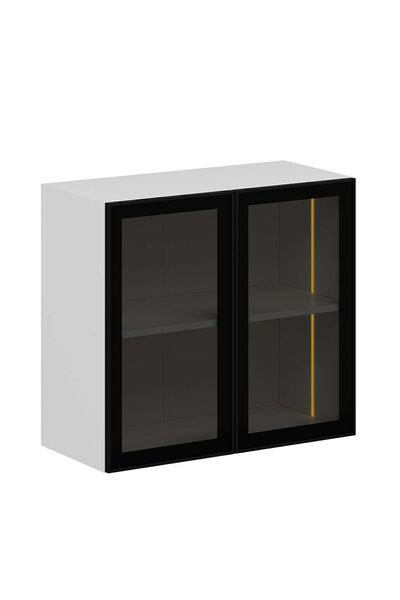 Minar Alvinka Mutfak Ledli Modül Üst 2Dk1R 80-H72Cm Alm Cam Beyaz Syh Suntala...