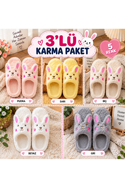 MOON CLOUD KARMA PELUŞ TERLİK POFUDUK SICAK TUTAN EV TERLİK ÇEYİZLİK - HEDİYE...