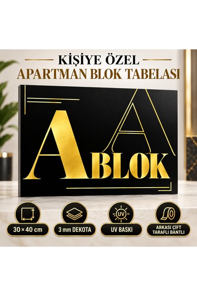 Pass Pano Kişiye Özel Apartman Blok Tabelası 30 × 40 cm | Dekota UV Baskı A Blok B Blok Bina Giriş Levhası