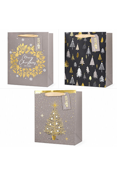Strigo Set 3 x Punga cadou hartie 18x23(h)x10cm 210 gsm. Mâner panglică