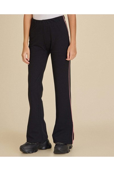 REDTAG Girls Black Piping Flared Pants