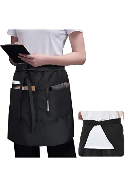 Paporich Server Aprons Black, Chef Aprons Waterpoof, Half Bistro Apron with 3...