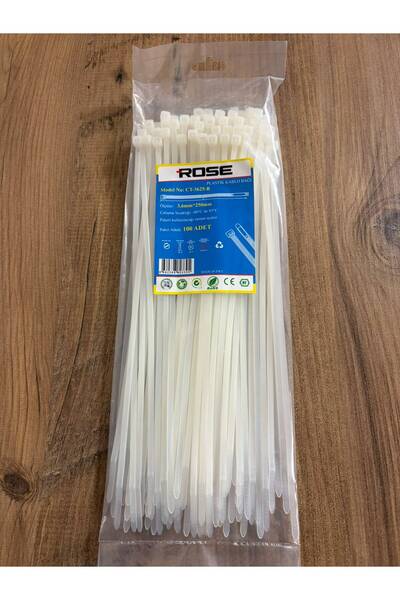 Rose Beyaz 250mm Kablo Bağı- Plastik Kelepçe