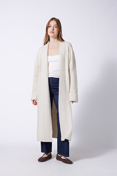 Avrile Slit Knitwear Cardigan Ecru