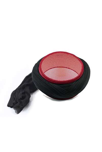 SARIKHANE YÜKSEK TEKNOLOJİ MAKİNE SARIMI Mesh Sarık - Black Fabric - Burgundy...