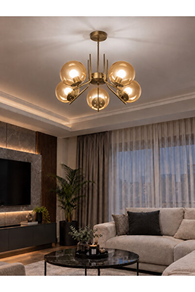Modavize Aura Modern Tasarımlı 5'lİ Eskitme Renkli Bal Camlı Salon, Mutfak, O...