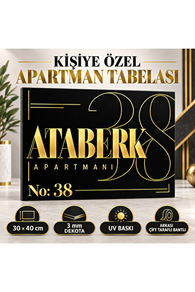 Pass Pano Kişiye Özel Apartman Tabelası 30 × 40 cm | Dekota UV Baskı Apartman...