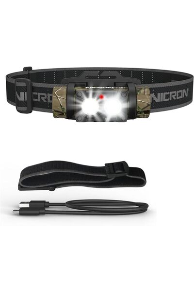NICRON Rechargeable Headlamp, High Bright 1600 lumens 180° Rotating Aluminum ...