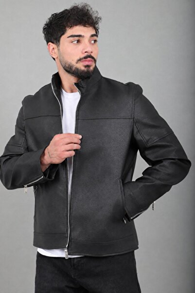 Stilkombin High Collar Faux Leather Coat Kmd 873_50514