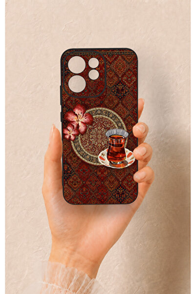 Vip Case Oppo Reno 15F Uyumlu Halı ve Çay Desenli Silikon Kılıf