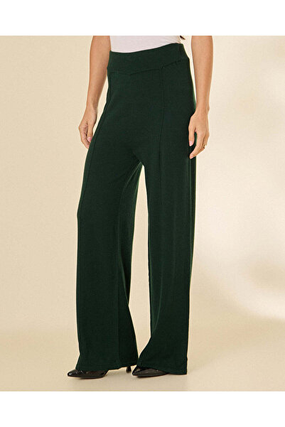REDTAG Women Green Wide Leg Trousers