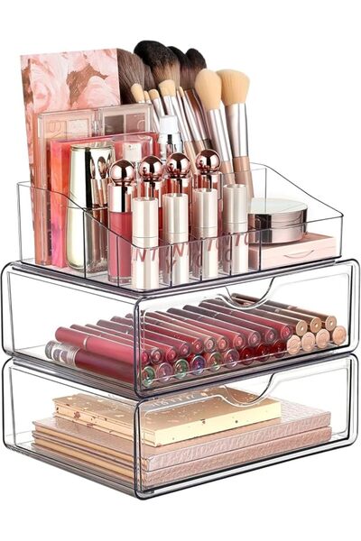Generic 3 Tier Clear Makeup Organizer with Drawers Large Capacity Acrylic Cos...
