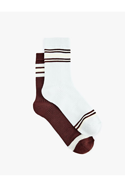 Koton Cotton Striped 2-Piece Sock Set