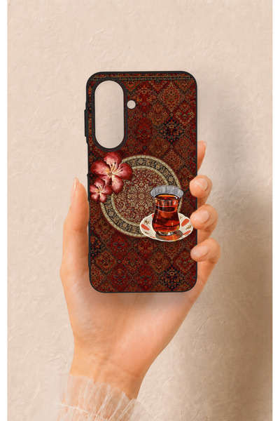 Vip Case Samsung A27 Uyumlu Halı ve Çay Desenli Silikon Kılıf