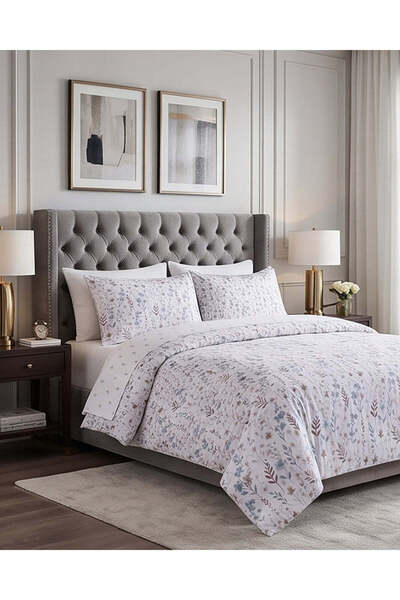 REDTAG Ivory Floral Printed Duvet Cover Set (3 Piece, King Size)