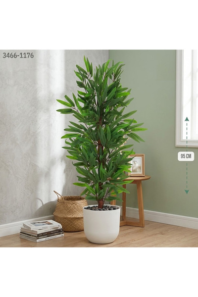 co arma شجرة أوراق البامبو صناعية محاكان للخيزران الطبيعي (ارتفاع 95 سم) حوض ...