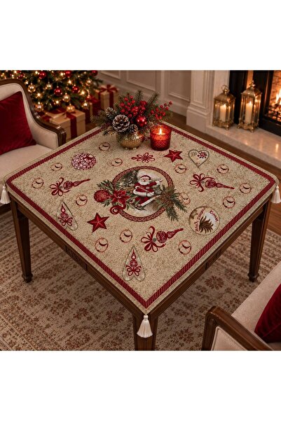 Yeshome Collection New Year's Eve Goblen Coffee Table and Fiskos Cover 80X80 cm