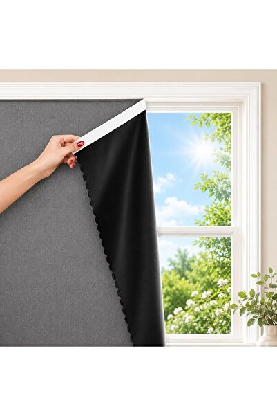 Generic Bonore 100 * 150cm Magic Tape Stick On Curtains Blackout for bedroom